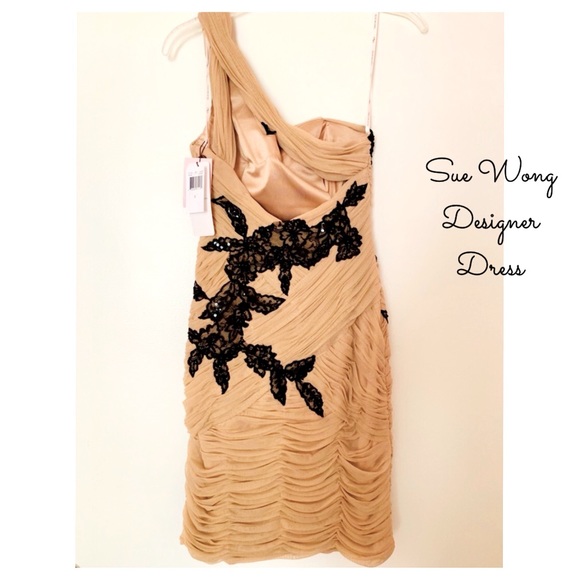 Special occasion/cocktail dress- one shoulder with beautiful lace-sequin detail - Picture 2 of 11